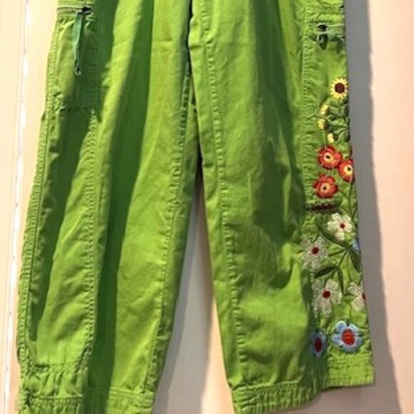 Johnny Was green cargo pants with embroidery - size L - Picture 3 of 8